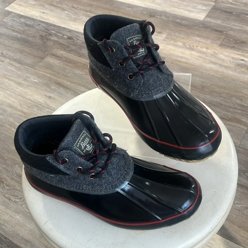 Bass Mandarin spring rain duck short ankle boots size 8 waterproof gray black - Picture 3 of 9